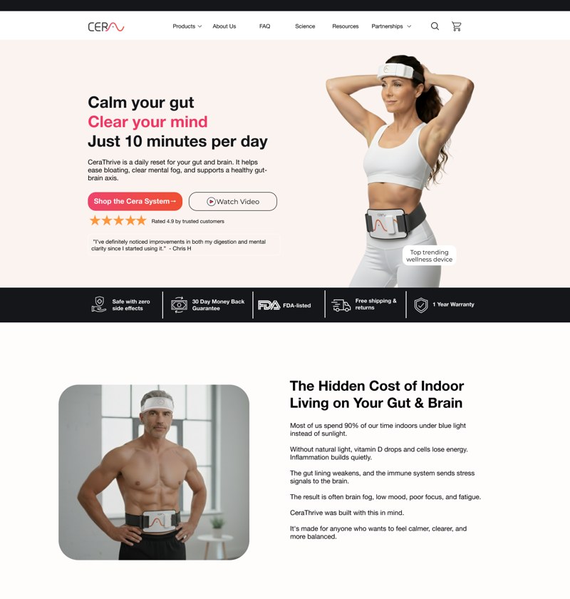 CeraThrive Homepage funnel