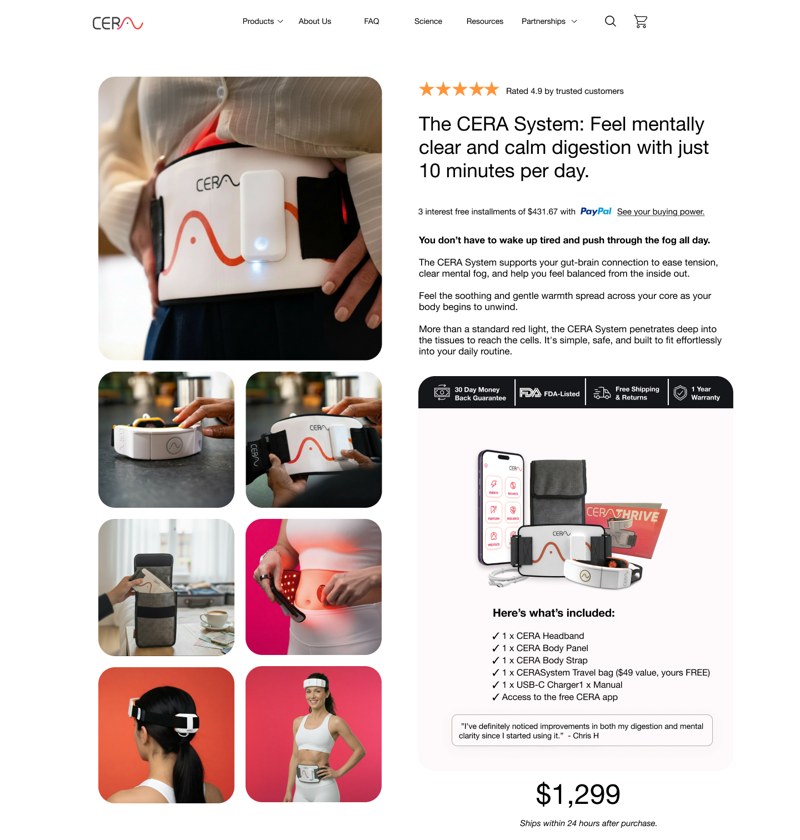 CeraThrive Product detail page