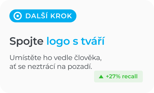 Text urging to pair the logo with a face beside a person to boost recall by 27%.