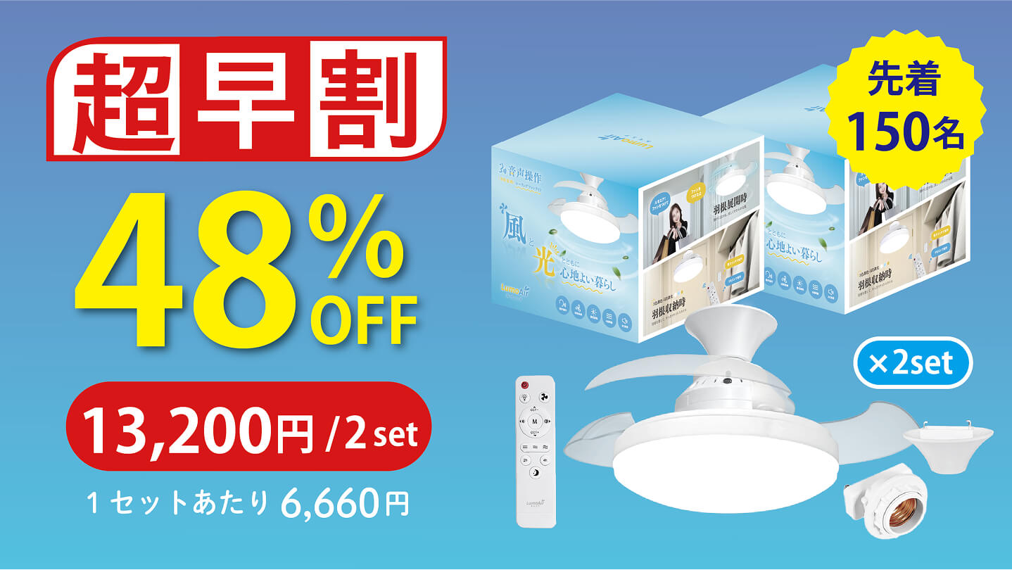 シーリング・ファン・ライト『LumoAir (ルモエア)』| Makuakeにて先行