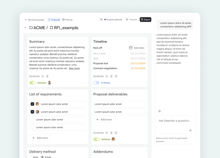 Track progress, contributors, and bottlenecks with seamless collaboration and in-line comments.