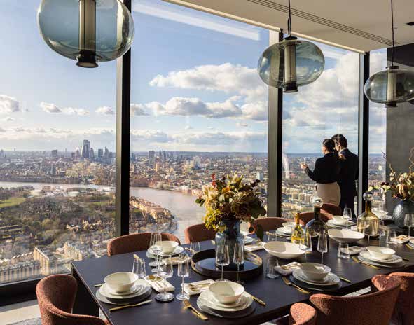 Residents’ private dining room with skyline views