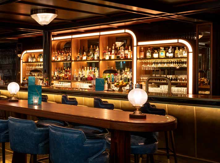 A warmly lit Canary Wharf restaurant and bar