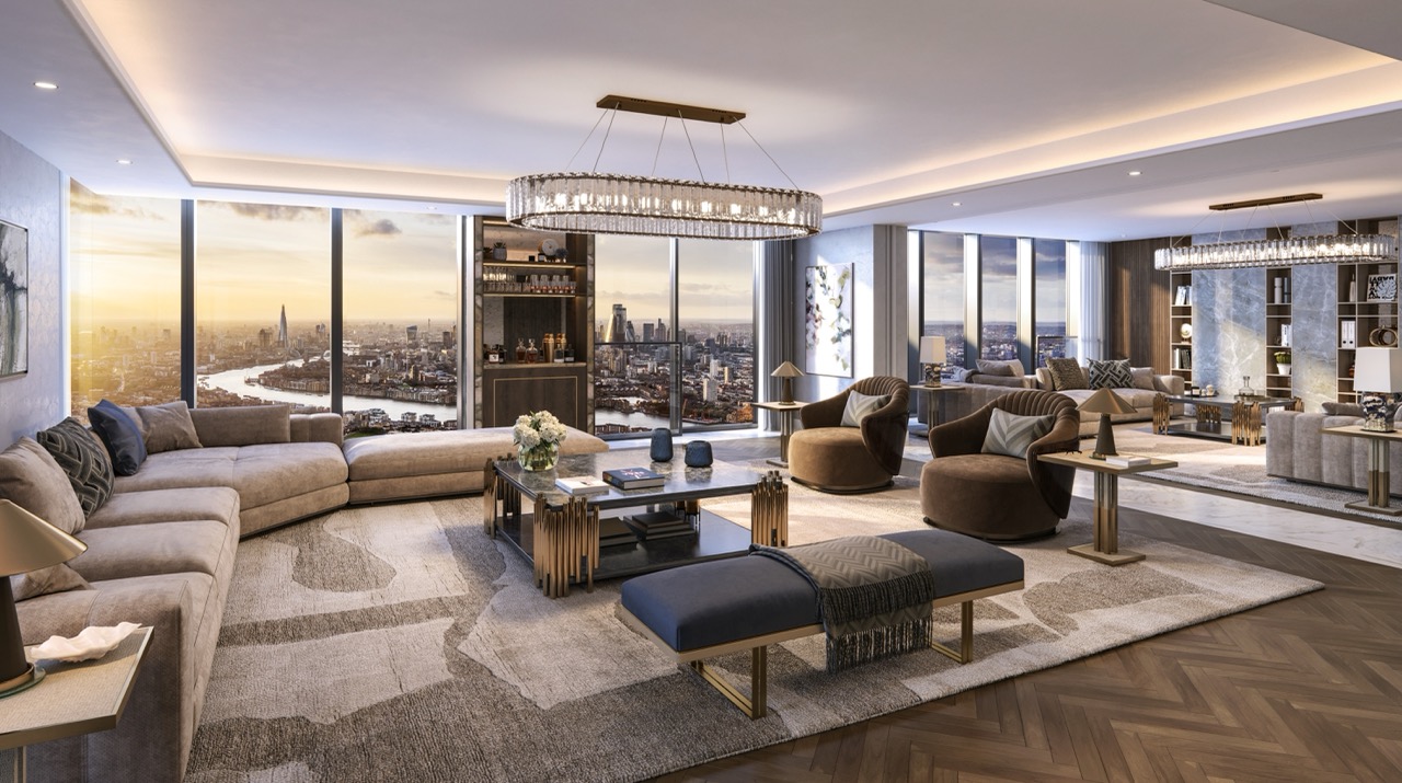 Indicative furnished CGI of the living room