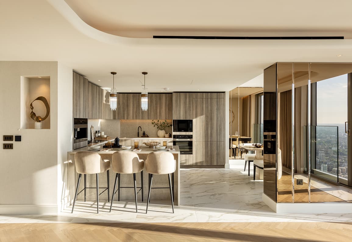 Living and dining room at The Landmark Penthouse