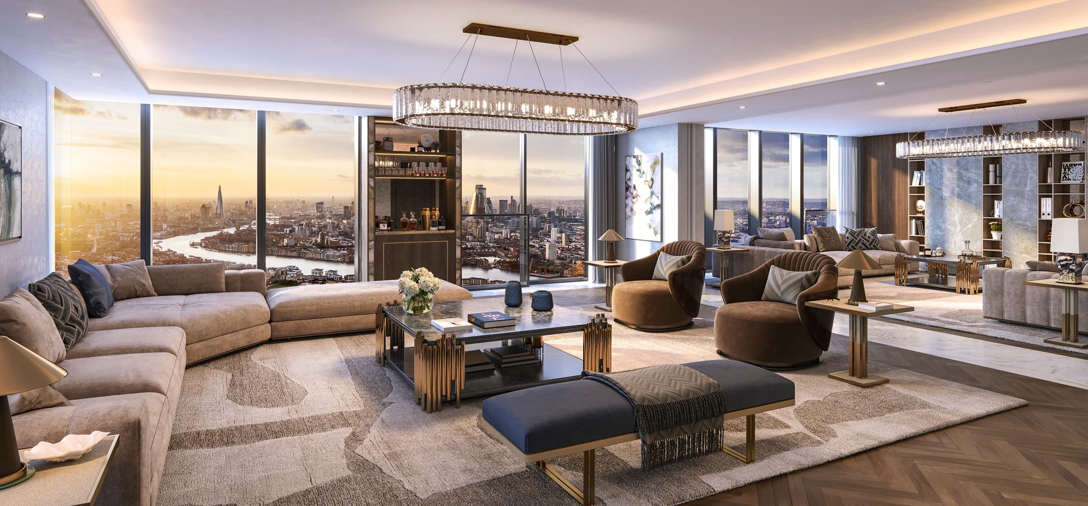 Indicative furnished living room at The Pinnacle Penthouse
