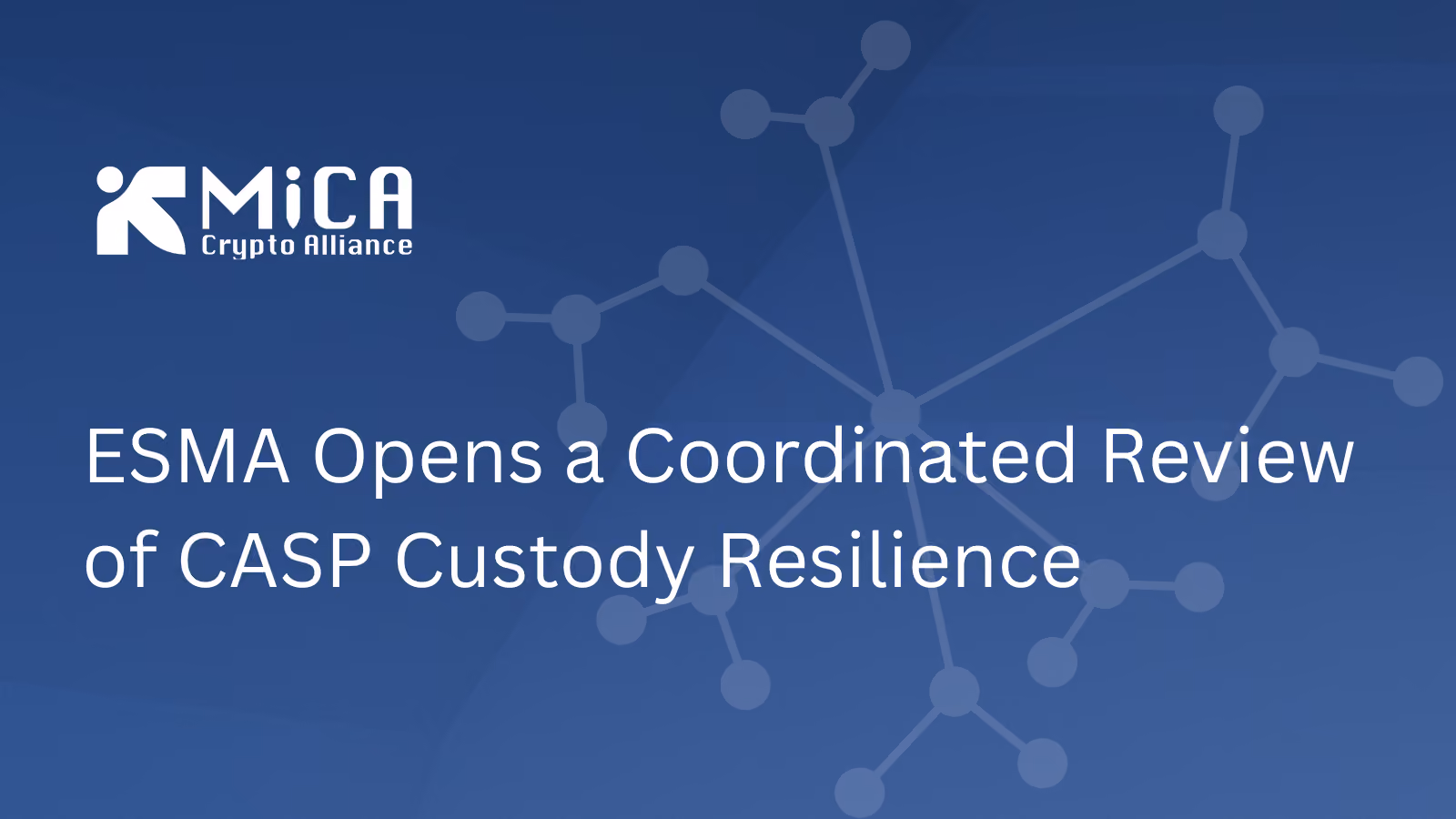ESMA Opens a Coordinated Review of CASP Custody Resilience
