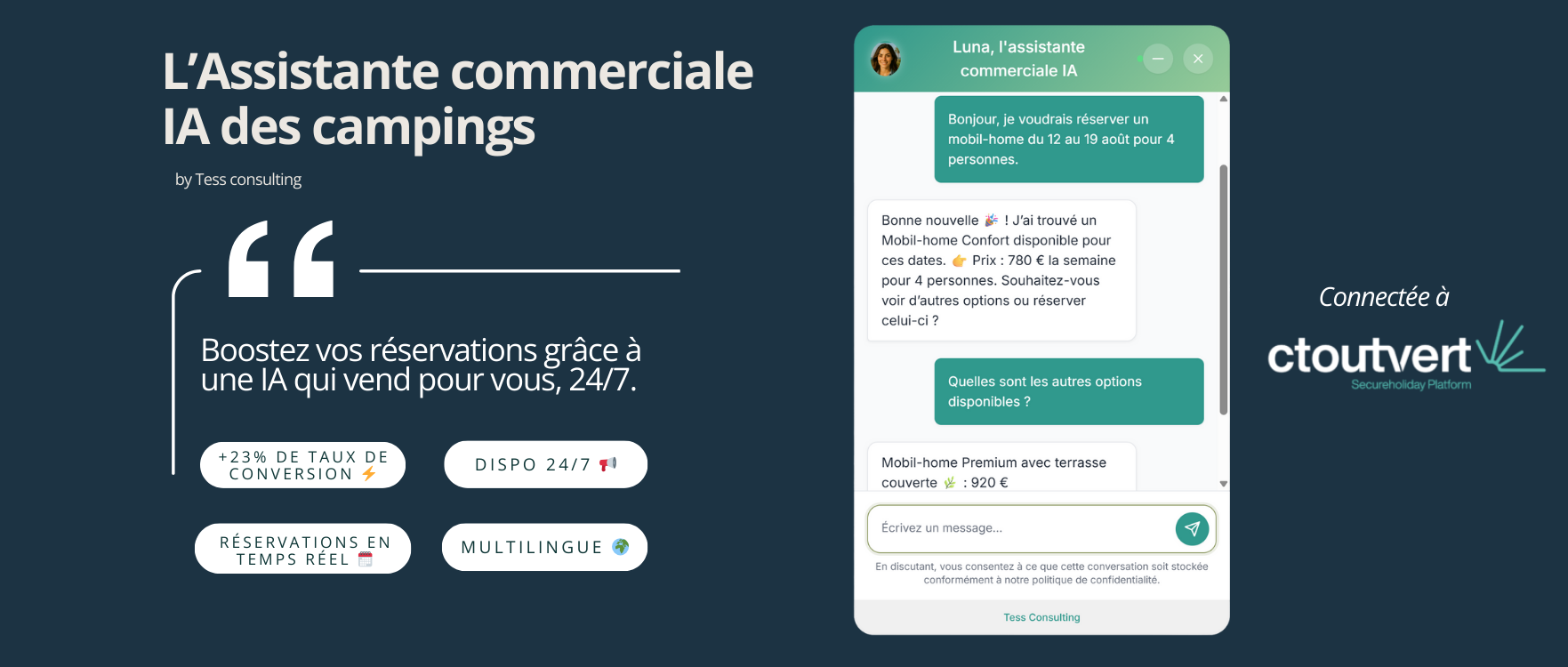 Luna, l’assistante IA des campings : un chatbot connecté à Ctoutvert pour booster ses réservations