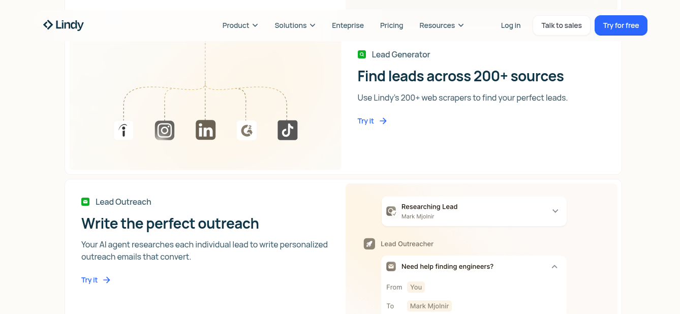 lindy ai sales agent