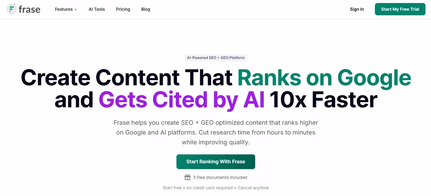 generate seo focused content using frase
