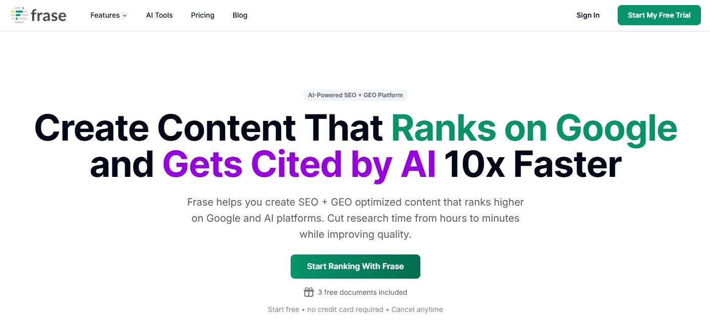 generate seo focused content using frase