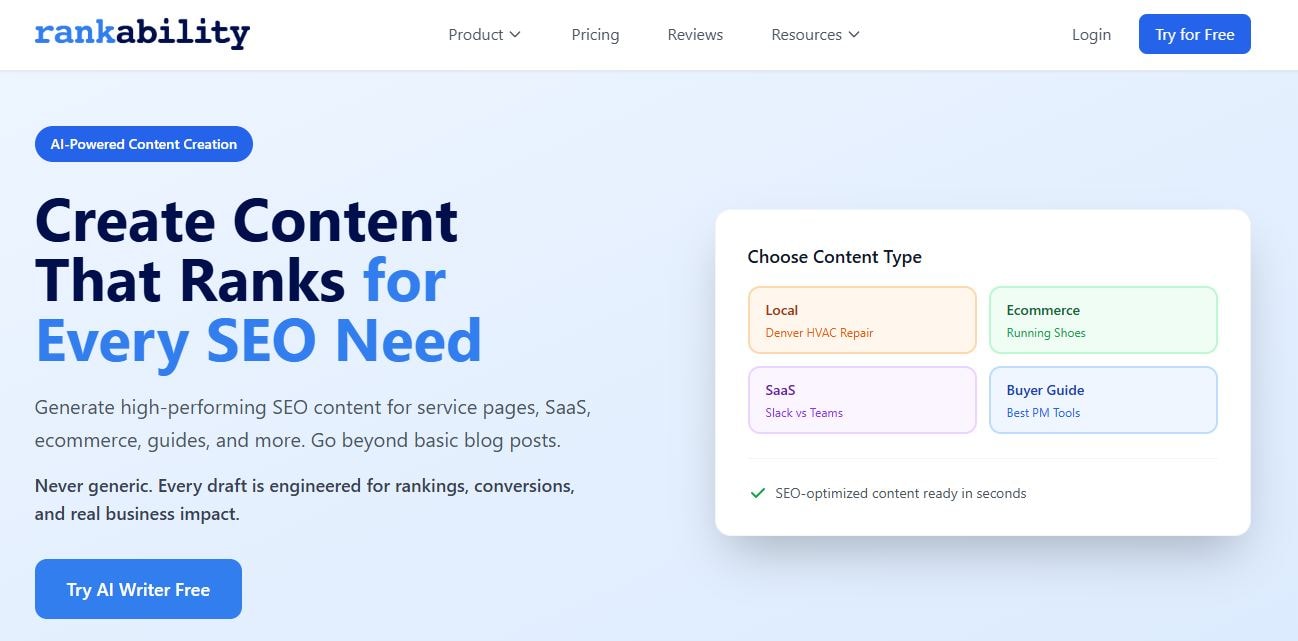 optimize content using rankability