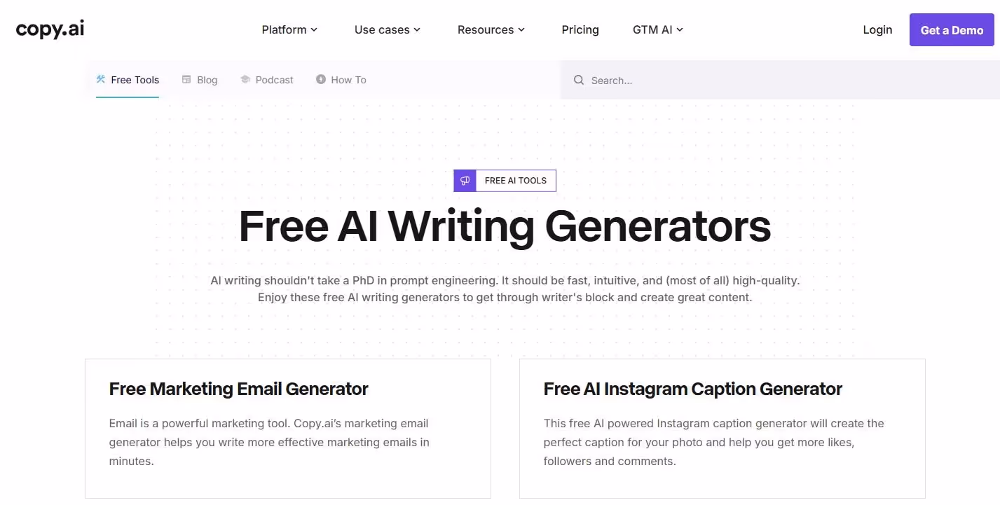 generate ai content with copy ai
