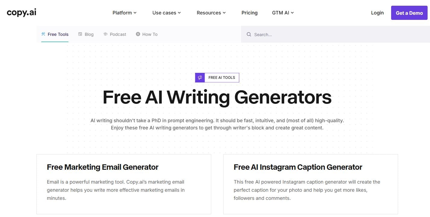 generate ai content with copy ai