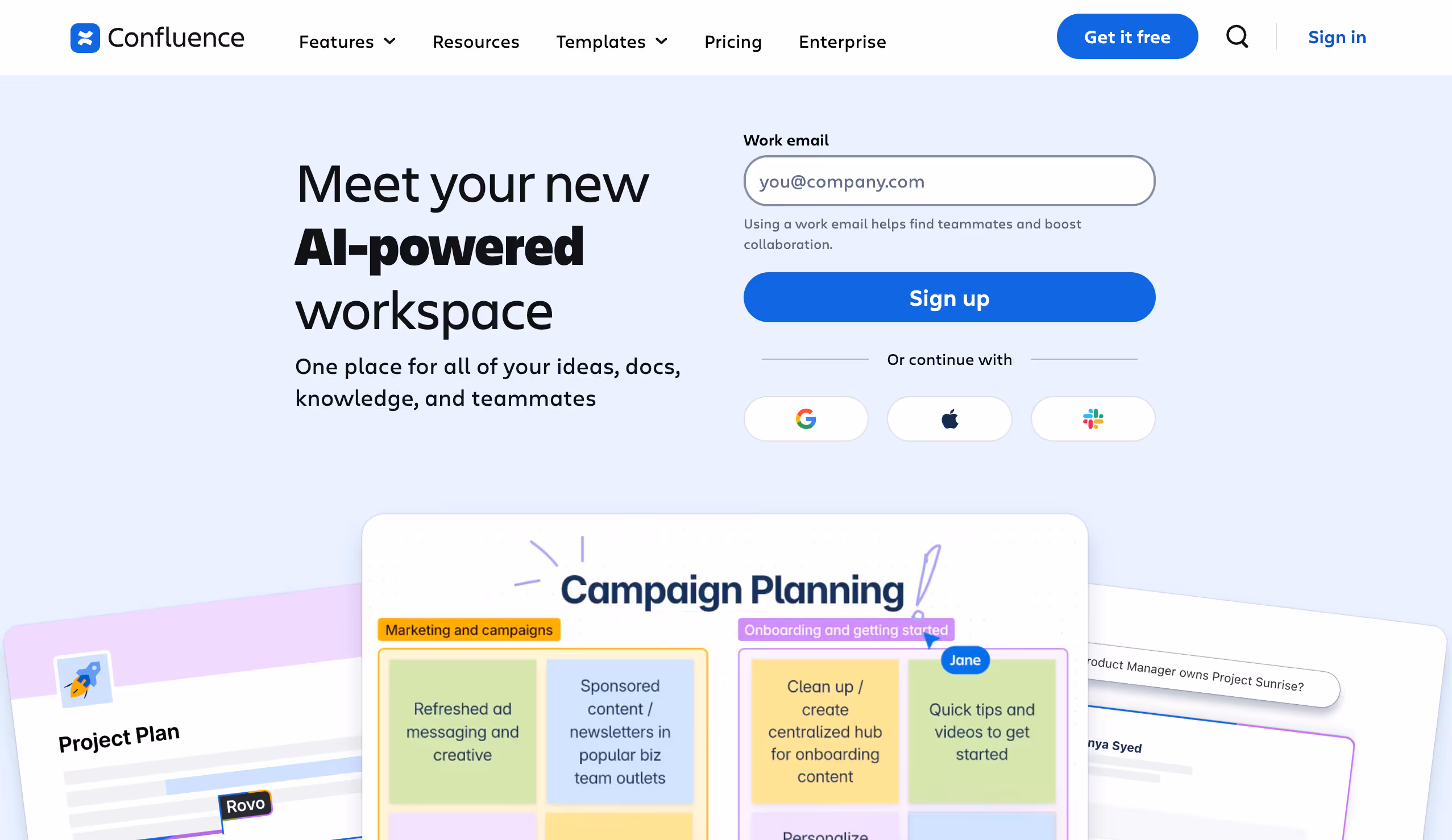 confluence team workspace with rovo ai agent