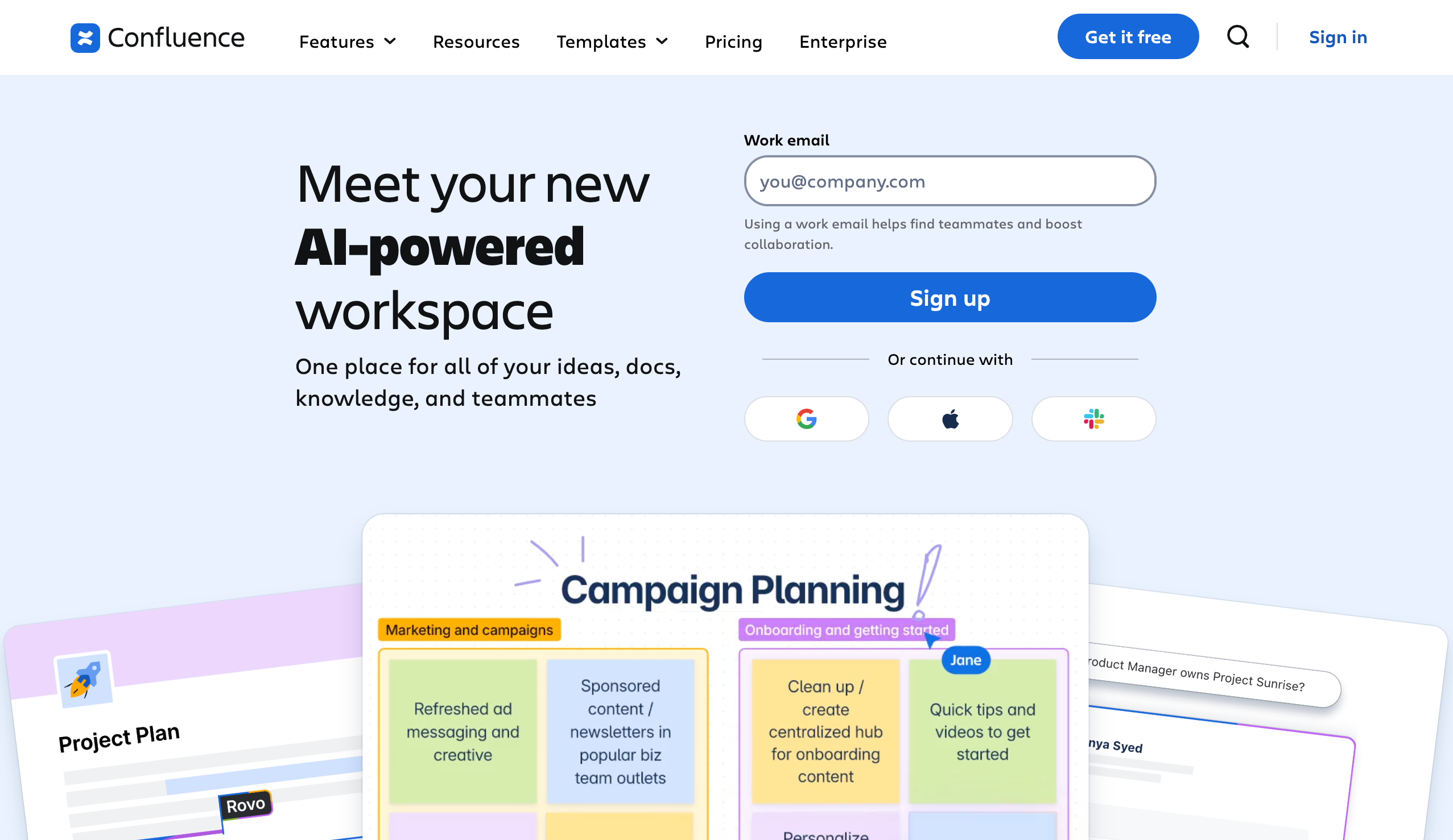 confluence team workspace with rovo ai agent
