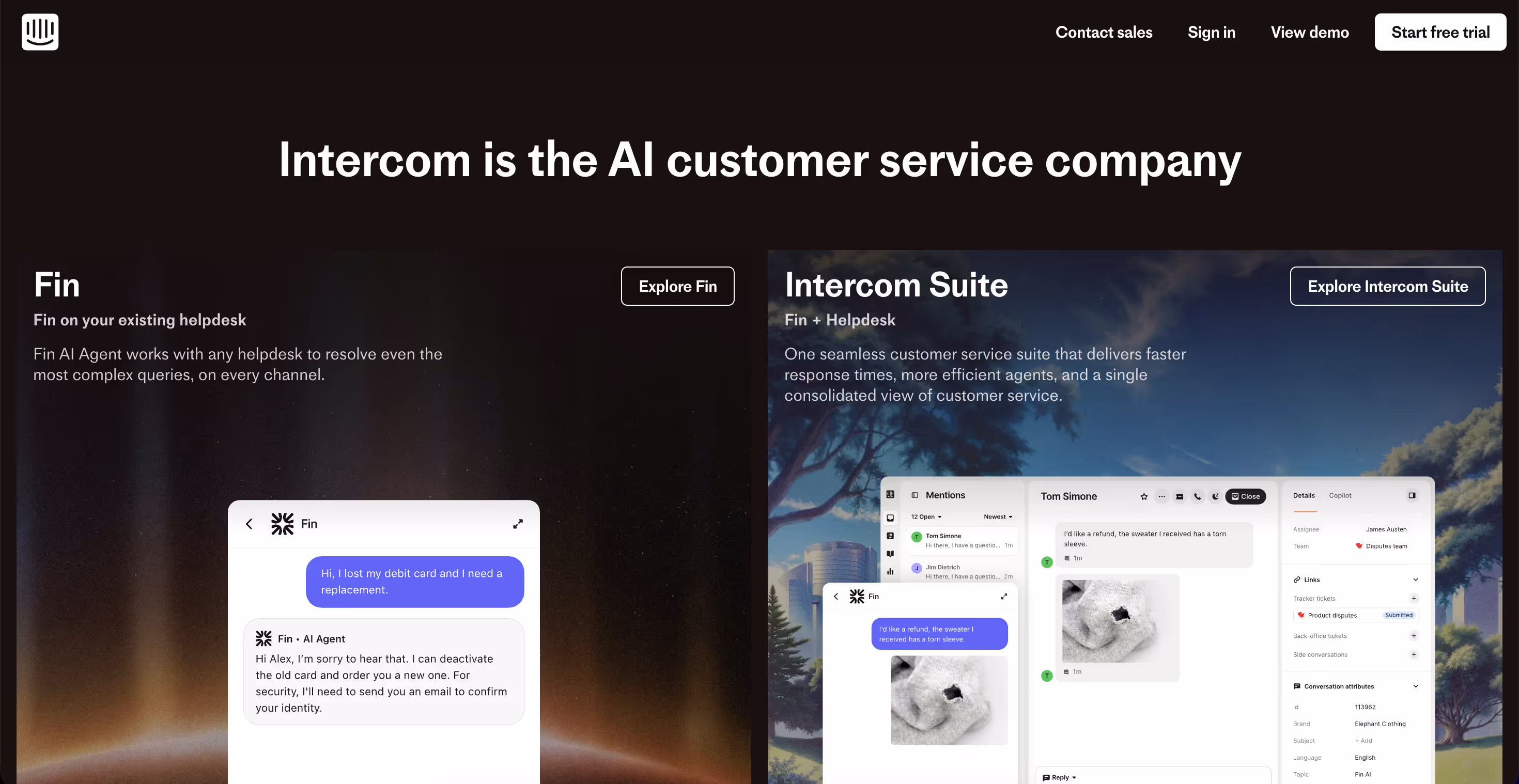 intercom help desk with fin ai agent