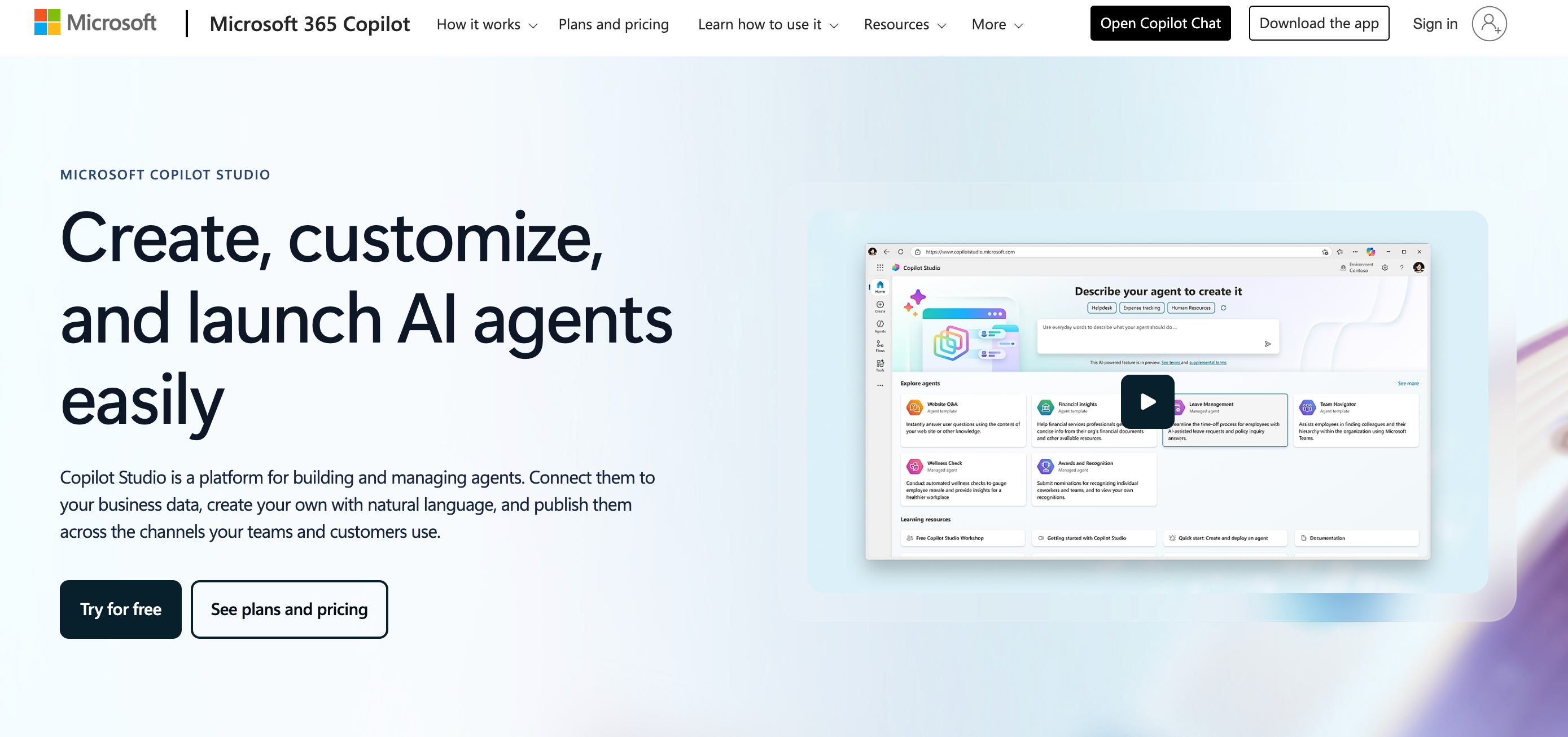 microsoft copilot studio for building custom business assistants