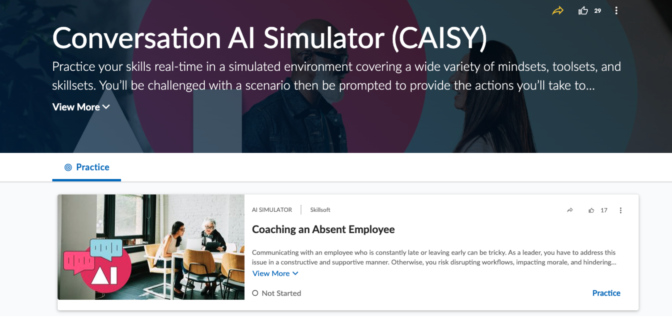 skillsoft caisy conversation ai simulator