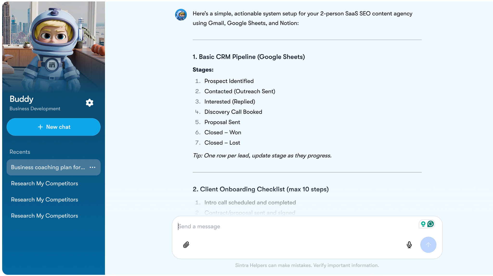 buddy for a CRM structure coach