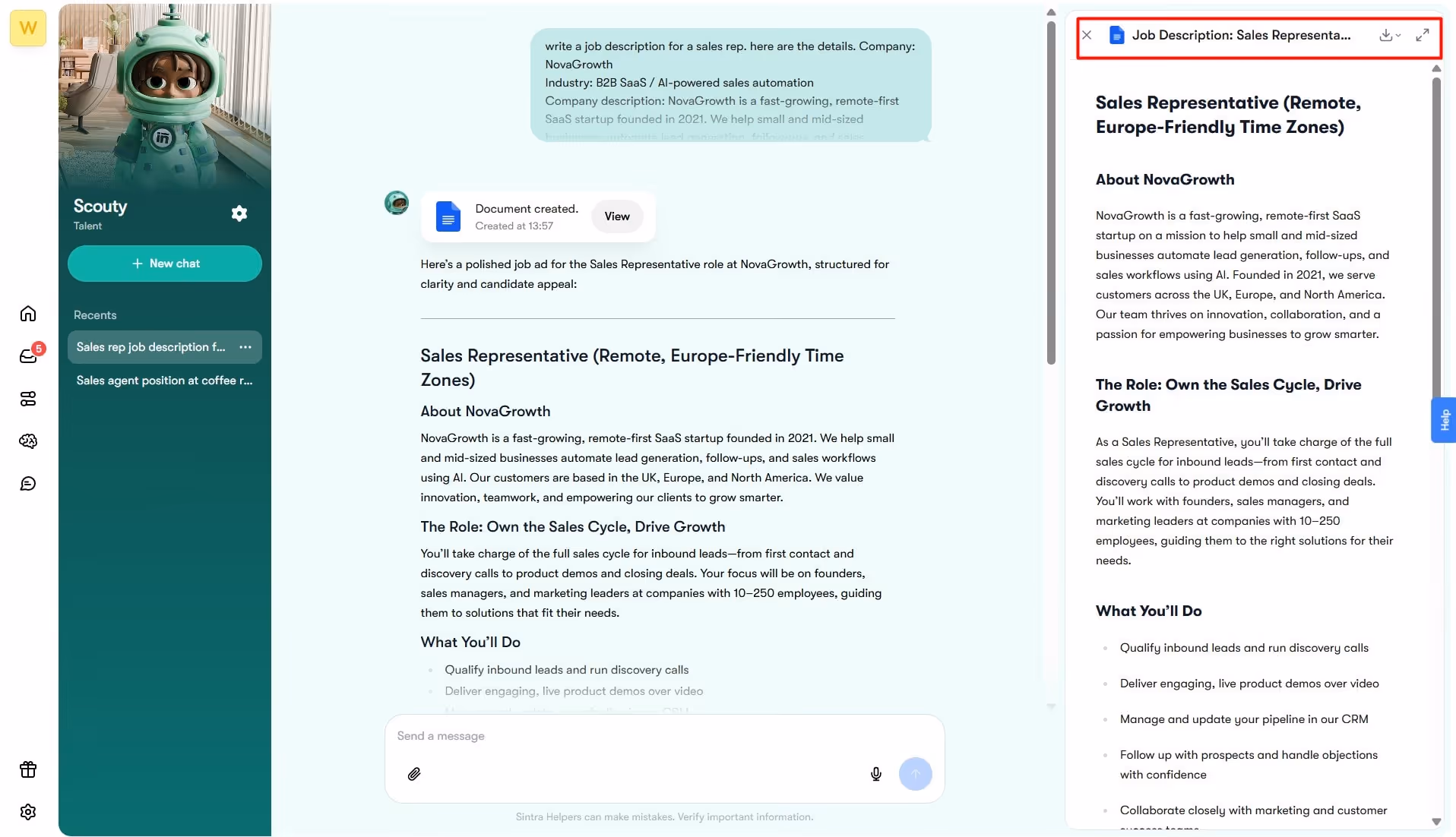 job description with ai assistance