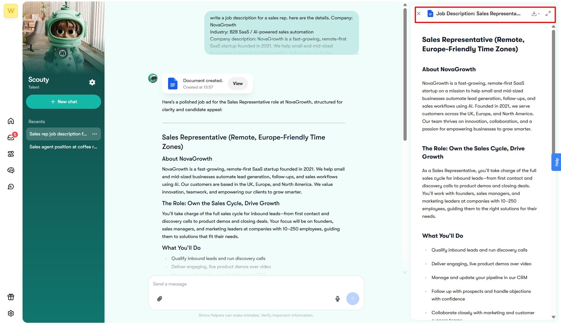 job description with ai assistance