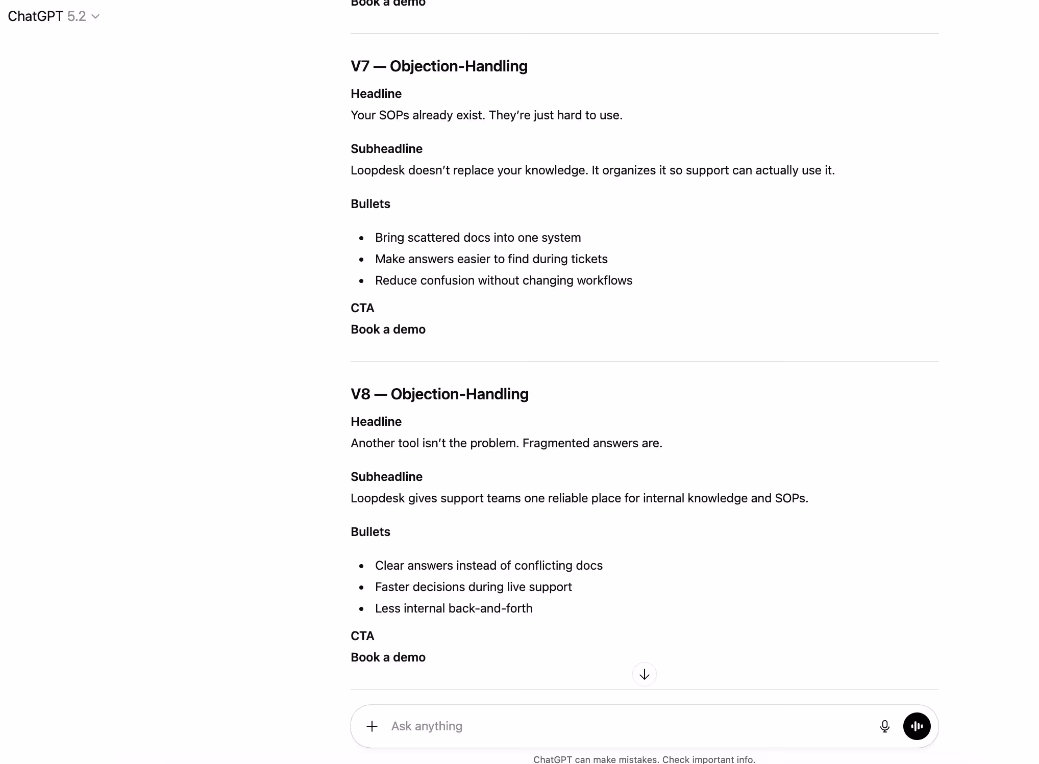 hero variations v1–v8 in chatgpt