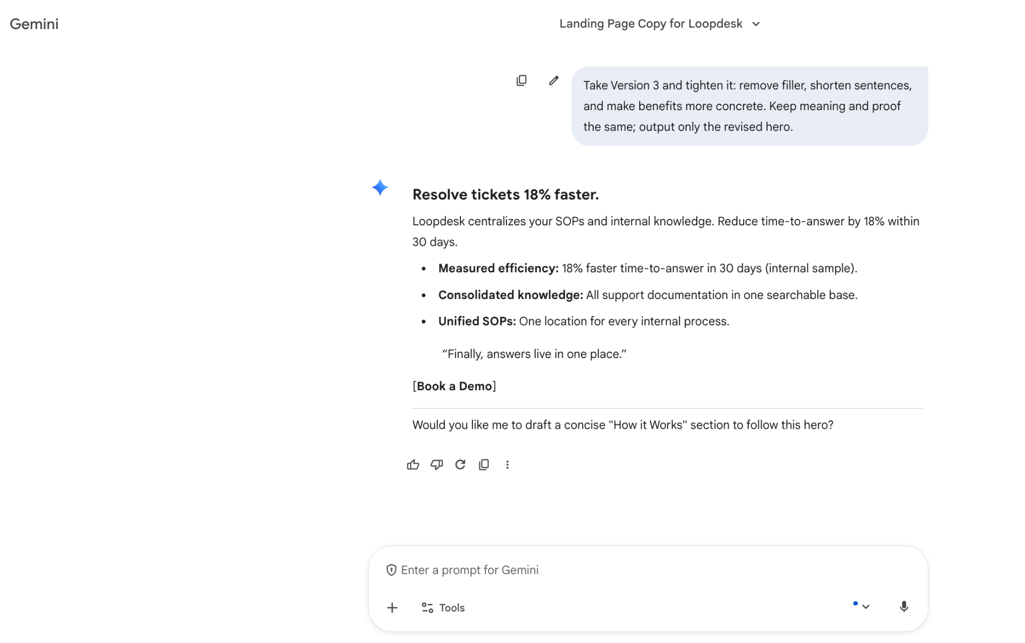 gemini tightened hero copy