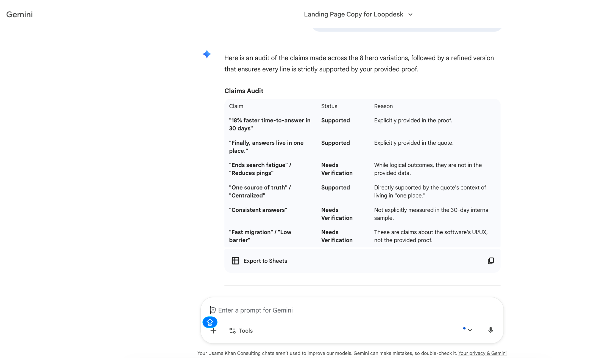 gemini claims check output