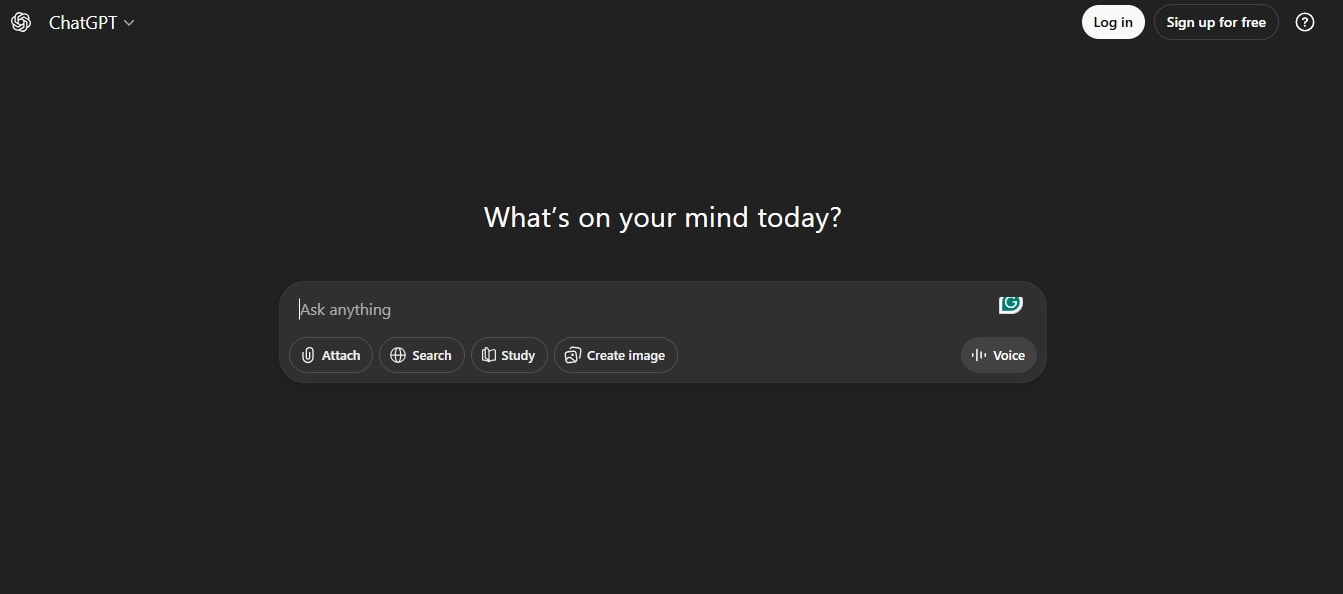 chatgpt interface showing ai conversational chat interface