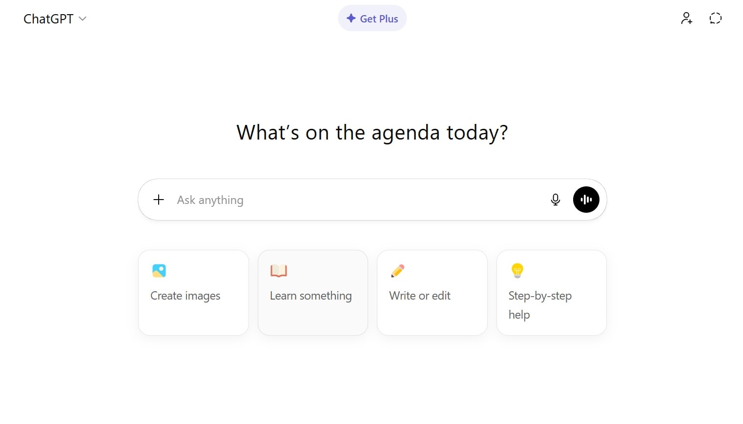 chatgpt homepage interface