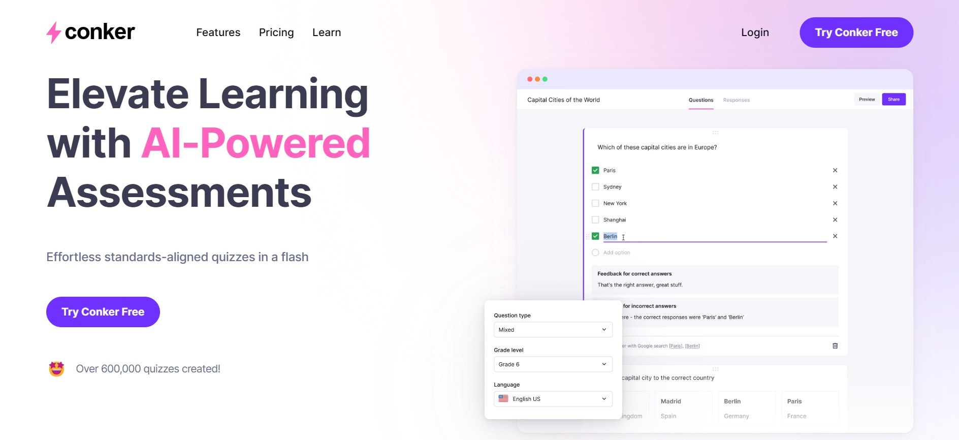 conker homepage interface