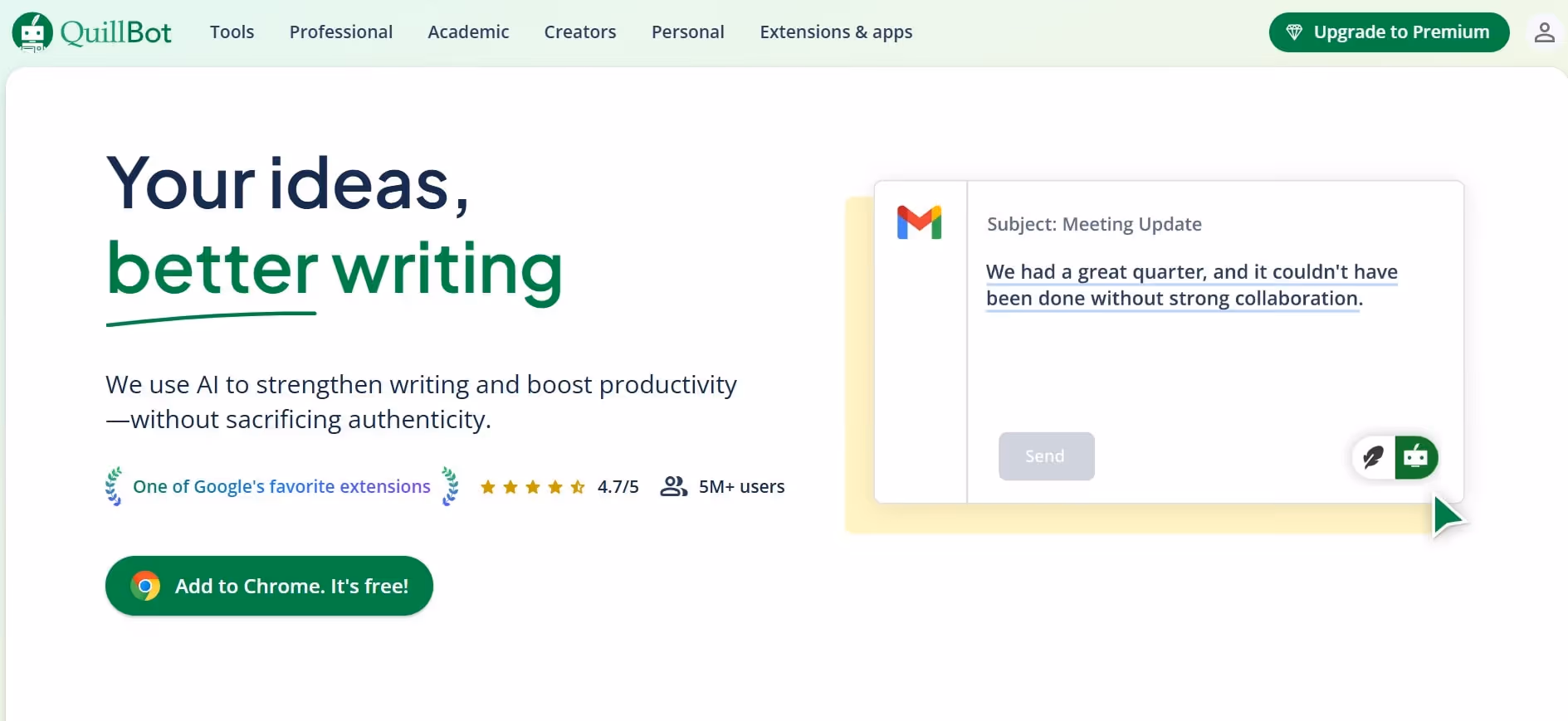 quillbot homepage interface