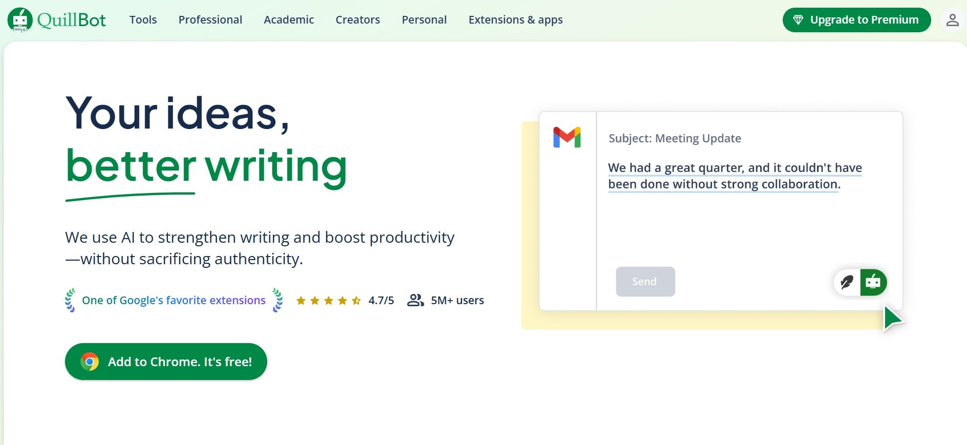 quillbot homepage interface