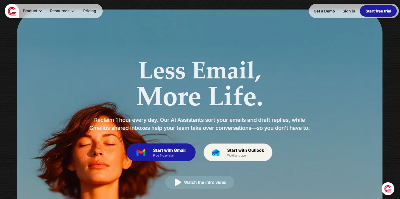 illustration of gmelius with get started menu for gmail and outlook users