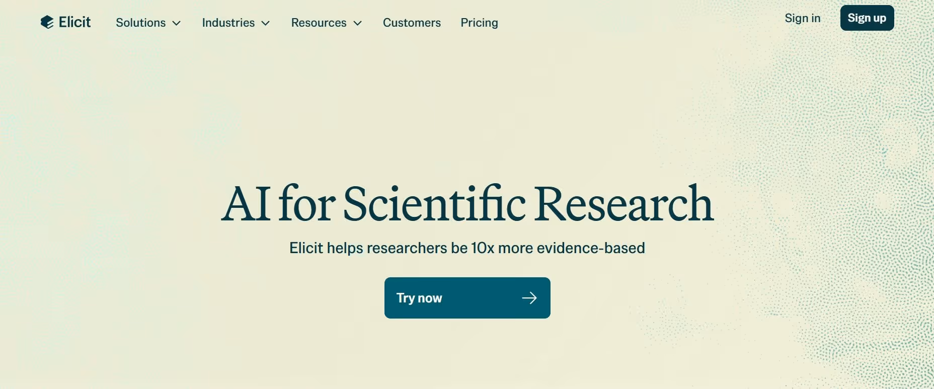 elicit web landing page