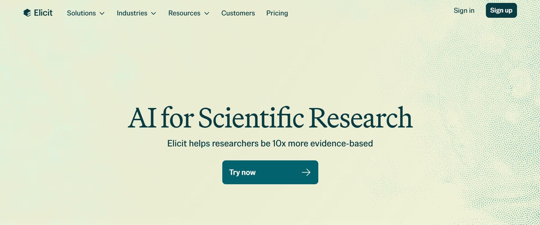 elicit web landing page