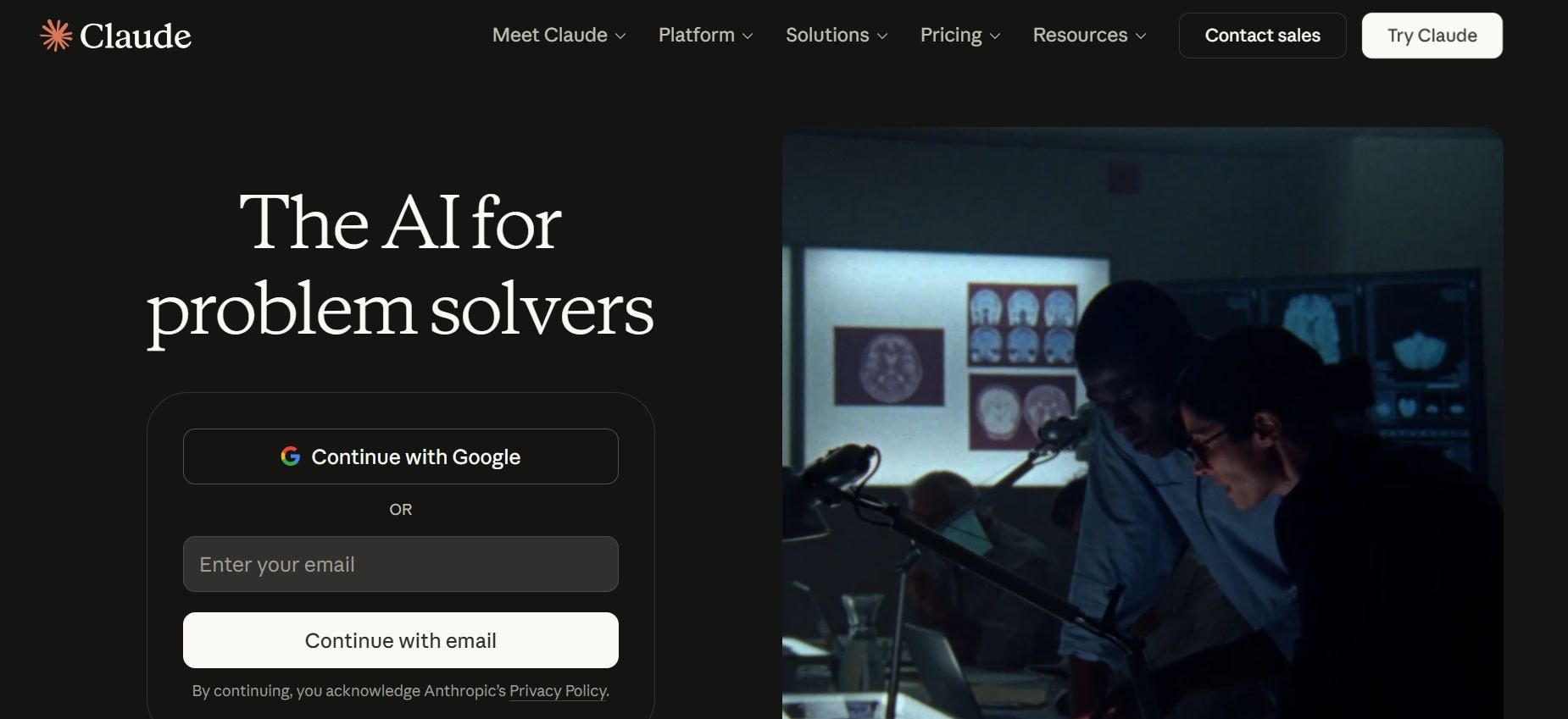claude web landing page