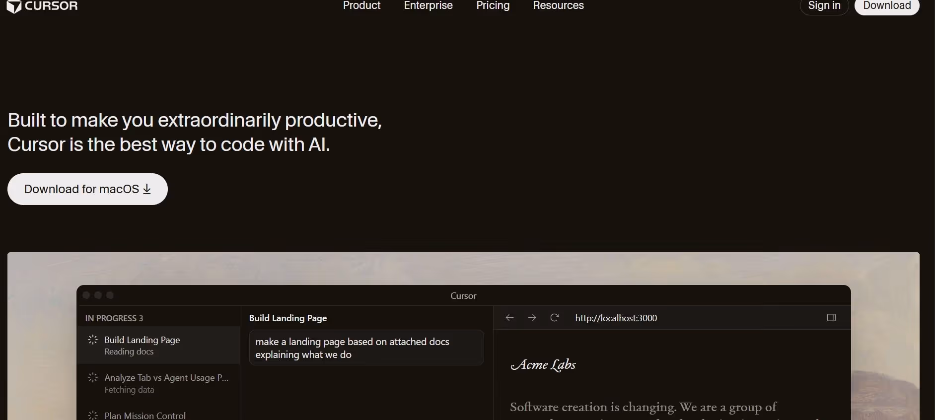 cursor website homepage