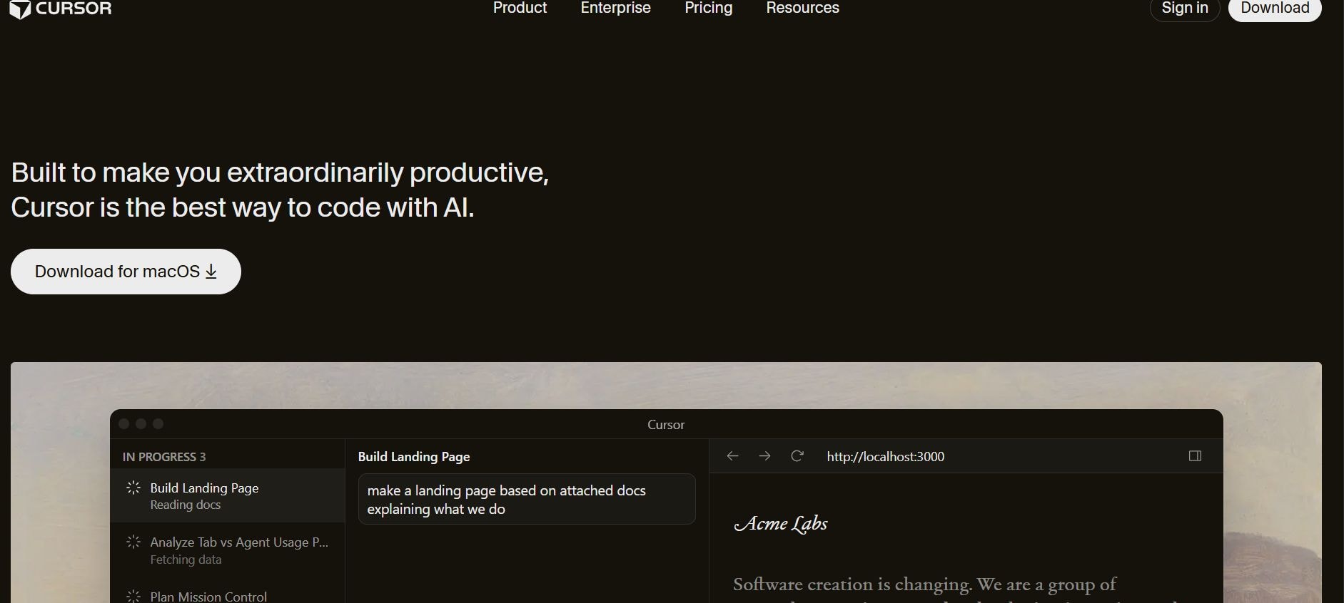 cursor website homepage
