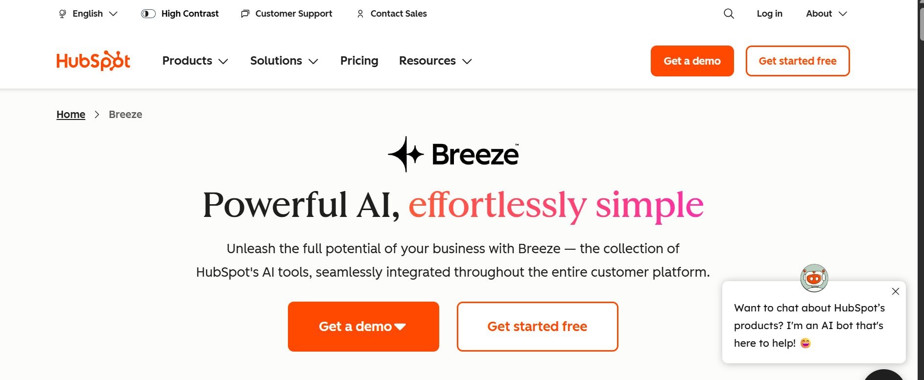hubspot breeze homepage