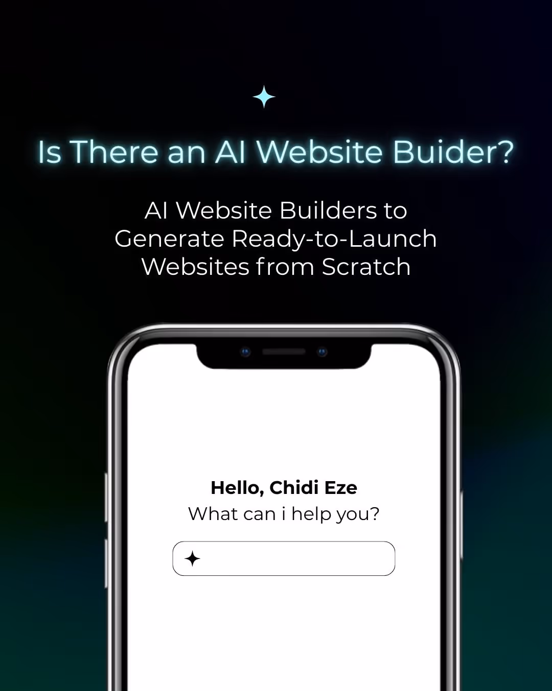 a search interface highlighting the purpose of ai website builders