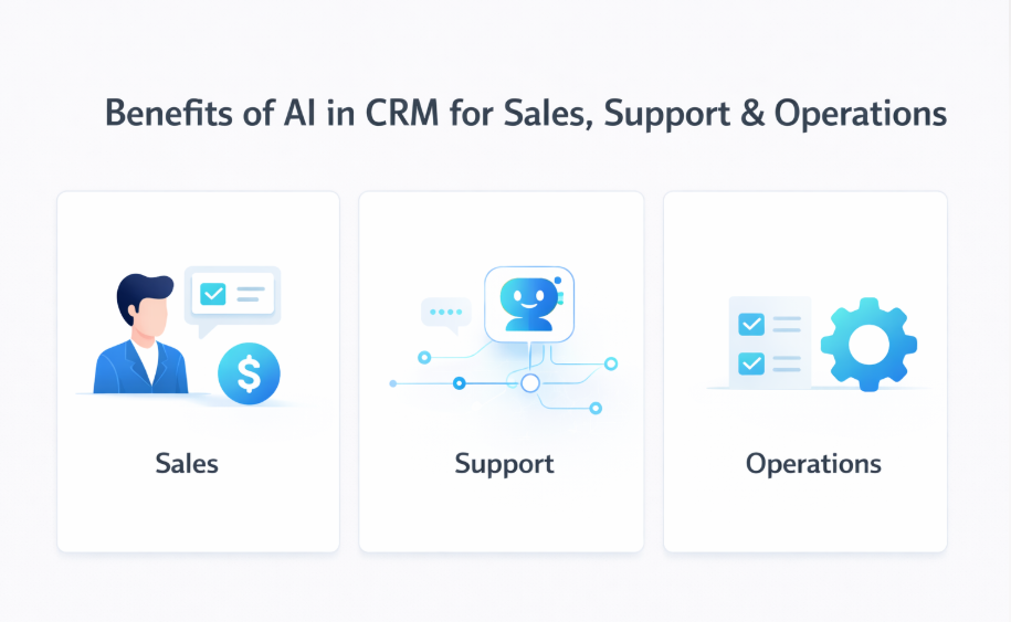 benefits of ai in crm for sales, support, and operations