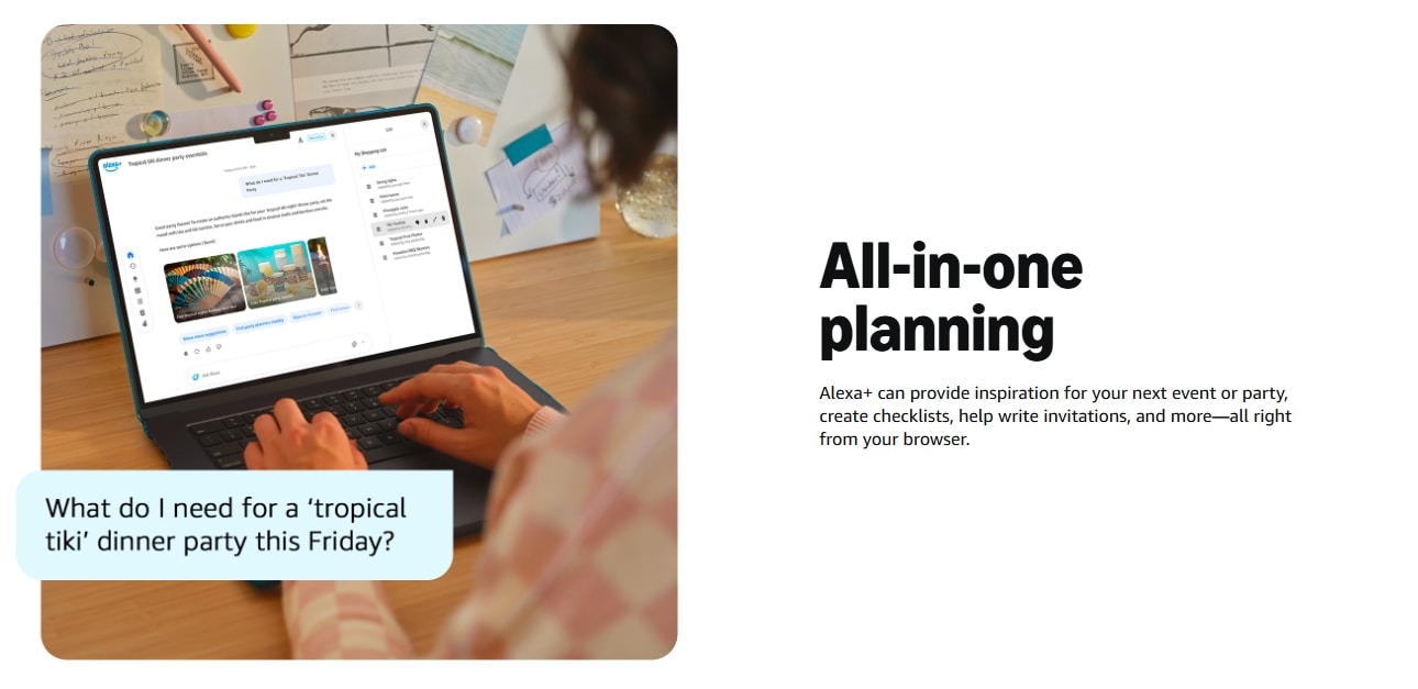amazon alexa plus product page showcasing its planning capabilities