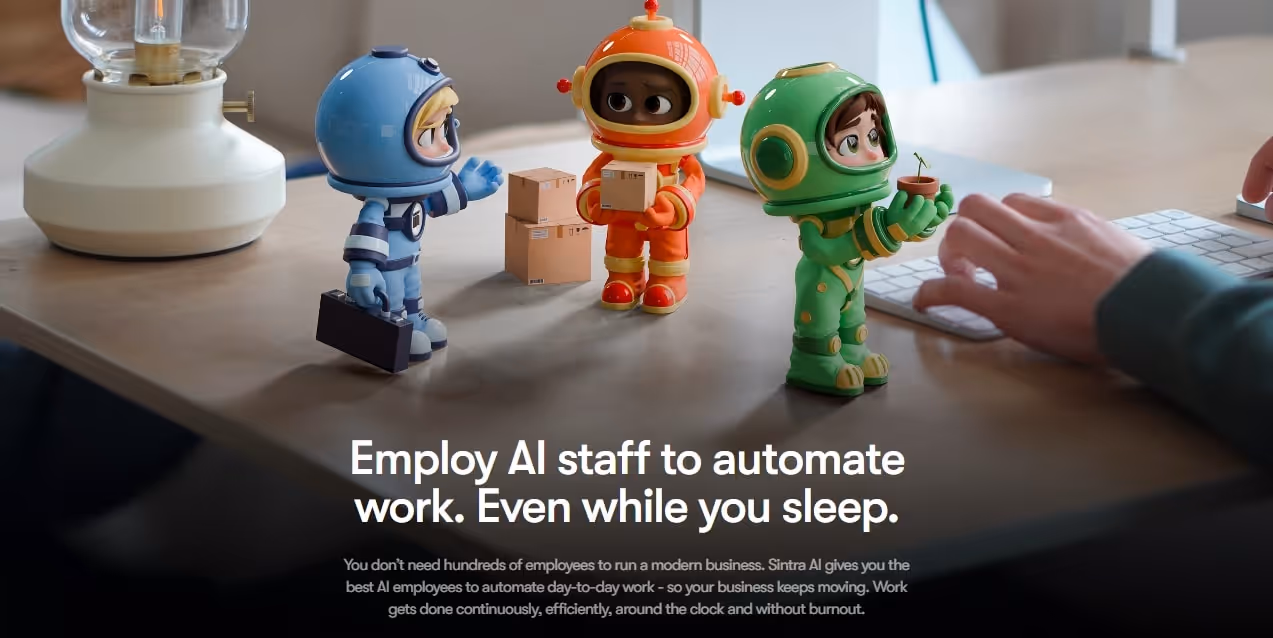 sintra ai landing page highlighting around the clock automation capabilities