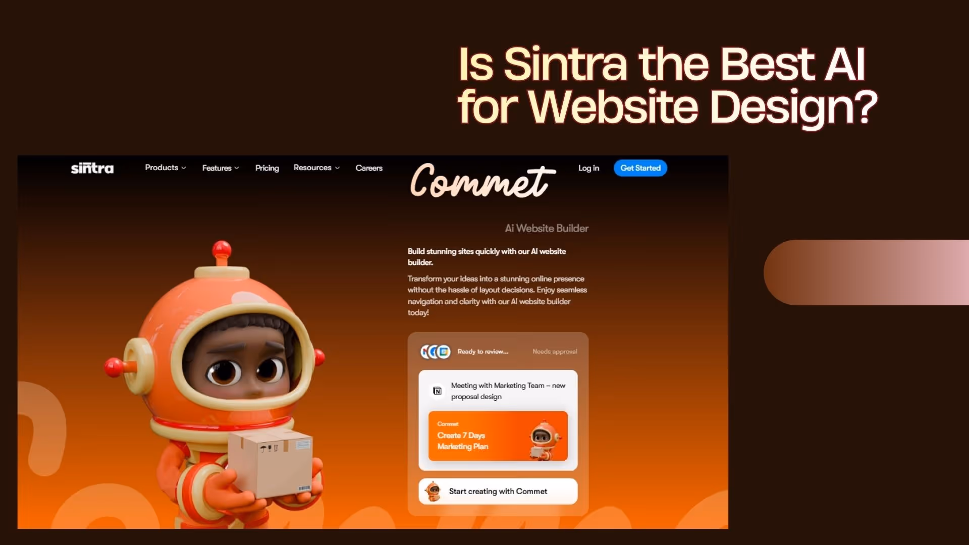 sintra ai website builder with navigation menu