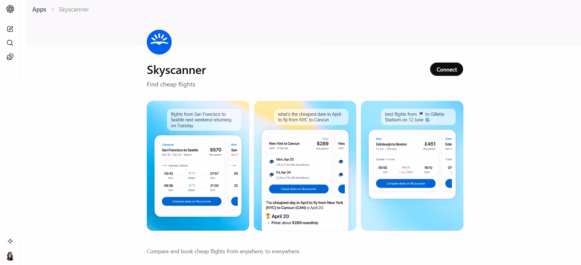 skyscanner interface