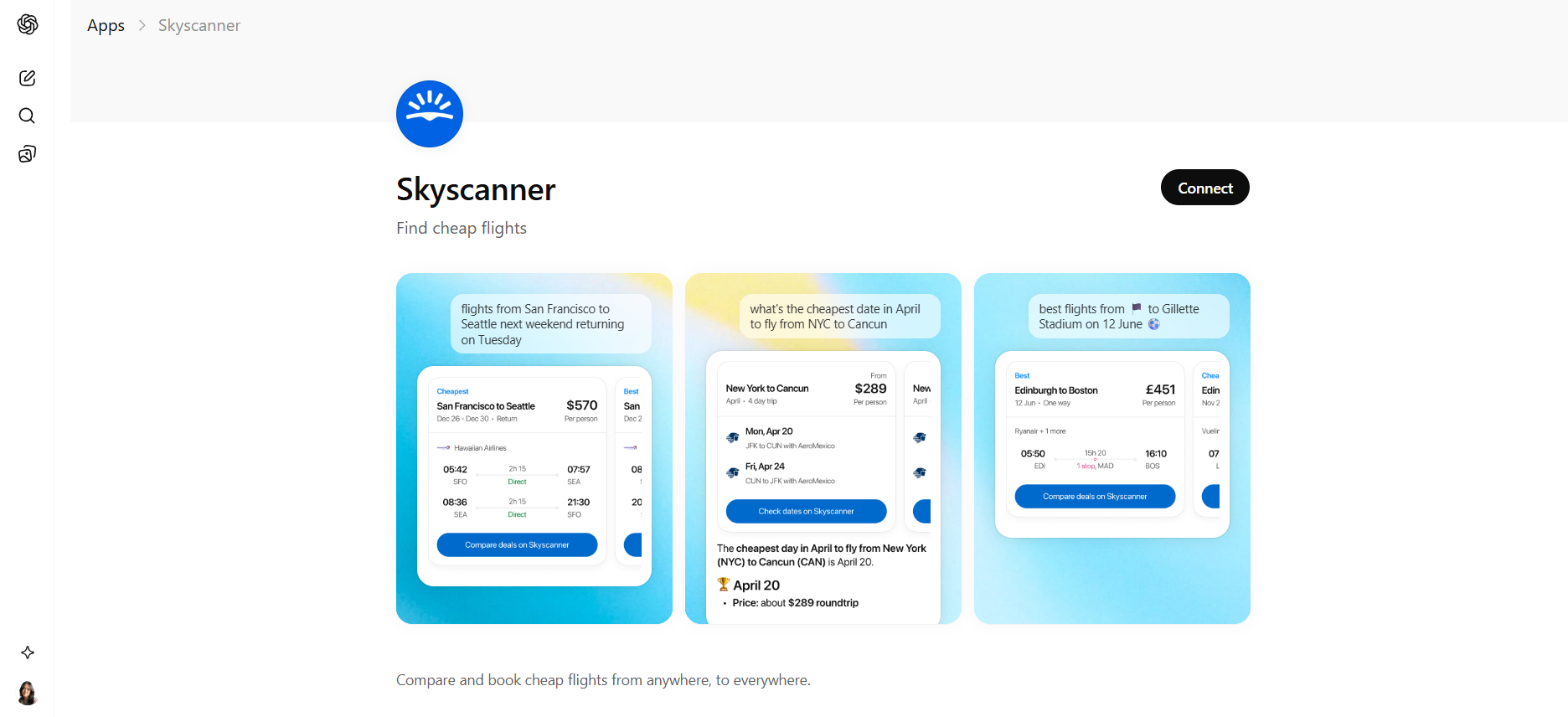 skyscanner interface