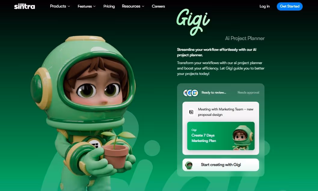 sintra's page with ai project planner