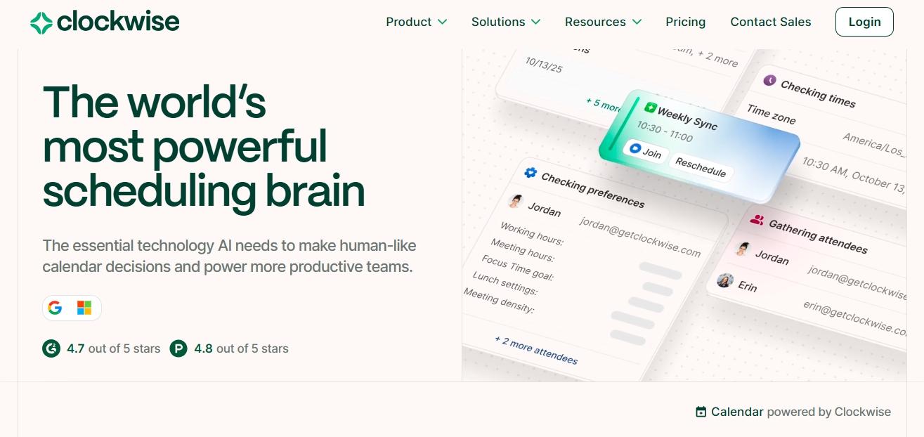 clockwise product tour with log in menu